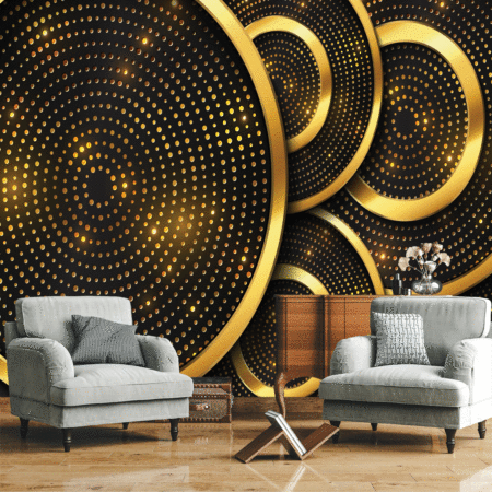 Abstract luxury background with gold circle shape and golden glitter particles Elegant background wallpaper