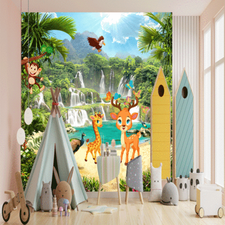 3D wall It will visually expand children’s room and become an accent in the interior Wallpaper.