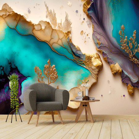 Beautiful Abstract Fluid Art Background Texture Ink Gold Mixed Texture Wallpaper