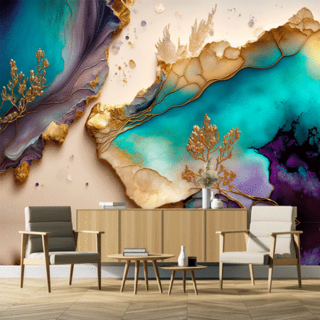 Beautiful Abstract Fluid Art Background Texture Ink Gold Mixed Texture Wallpaper