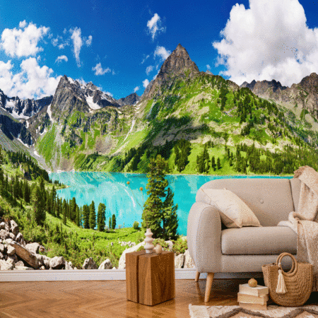 Beautiful Turquoise Lake in Altai Mountains