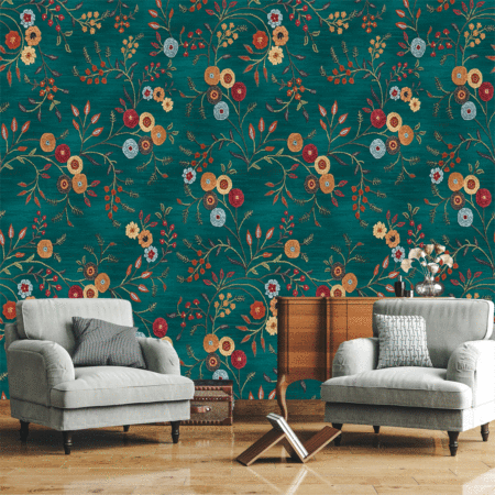 Allover Seamless Floral Pattern Pichwai art wallpaper