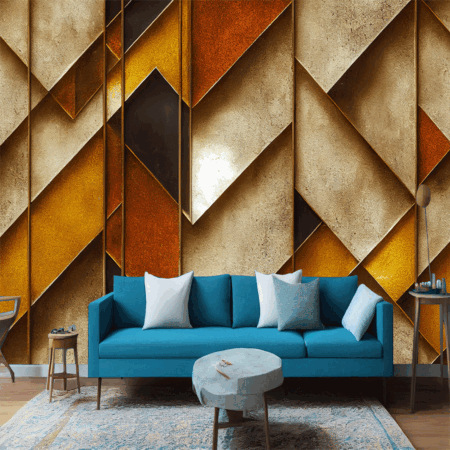 Abstract Geometric Luxury Fluid Art Painting Background Golden Pattern Wallpaper