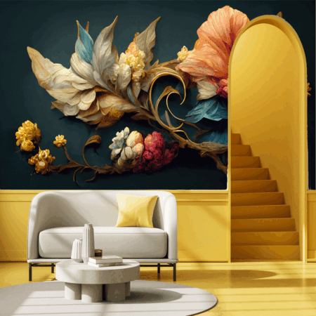 Elegant Floral Background Baroque Style Retro Decorative Flower Art Design Digital Illustration Wallpaper