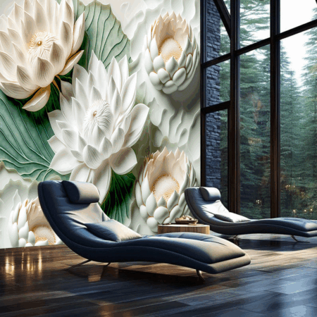 Beautiful White Waterlily or Lotus Flowers Wallpaper