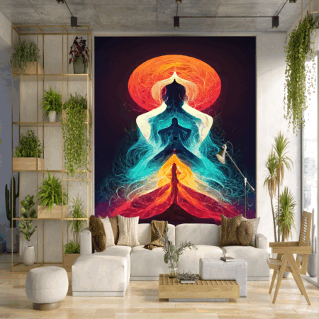 Abstract Design Multicolored Chakra Powerful Energy Chakra Mandala Flower 3d-Illustration Wallpaper