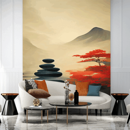 Oriental Abstract Landscape Illustration Japanese Watercolor Wash Painting Style 3d Illustration Wallpaper