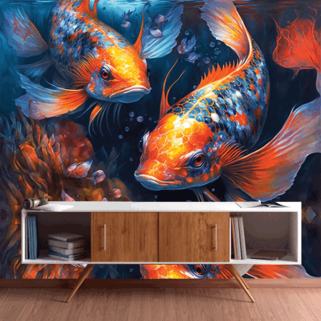 Koi Carps Fish Close-up Underwater Wallpaper.