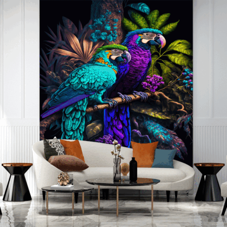 Two Color full Parrots & Colorful Amazon Background