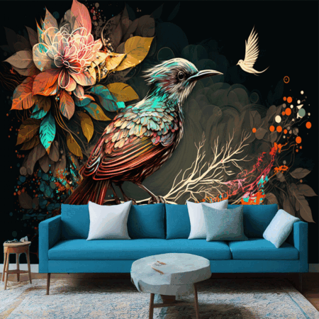 Bird Branch with Bird Background Wallpaper