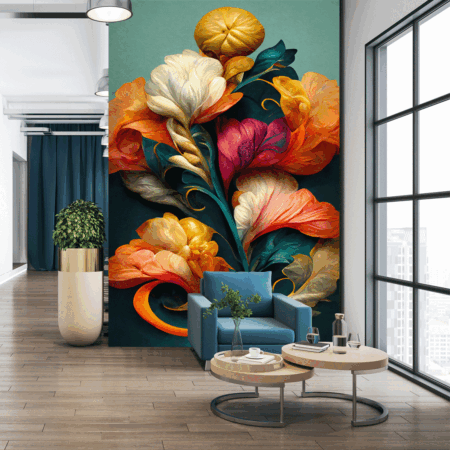 Legant Floral Background in Baroque Style Retro Decorative Flower Art Design Digital Illustration Wallpaper
