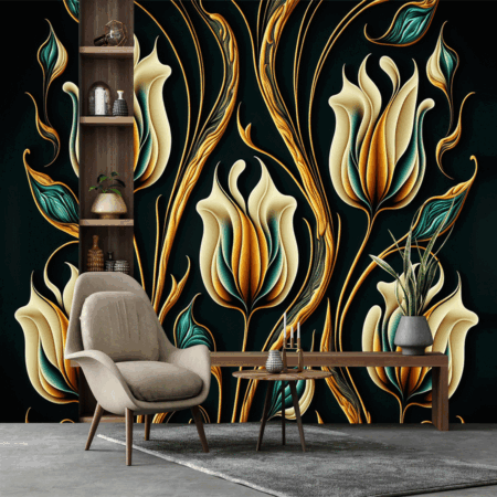 Beautiful Tulip Flower Pattern Wallpaper