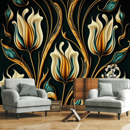 Beautiful Tulip Flower Pattern Wallpaper