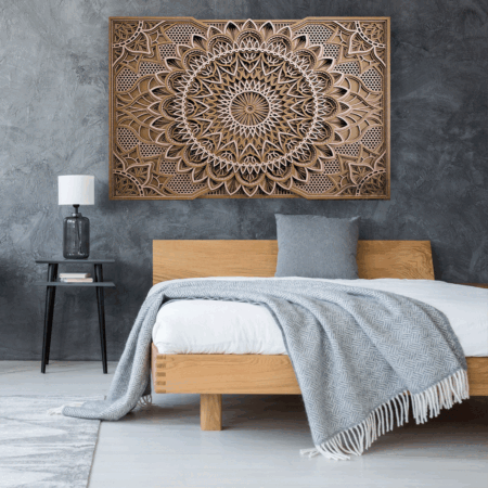 WOOD MANDALA WALL Art, Natural Finish Wooden Home Decor, Housewarming Spiritual Gift