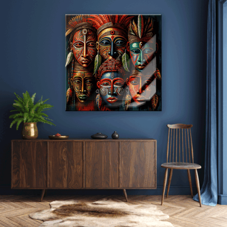 Ancient Abstract Painting, African Abstract Art, Abstract Oil Painting, Bohemian Décor, Black Woman Art Glass Art Paintings